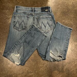 Distressed Blue Jeans